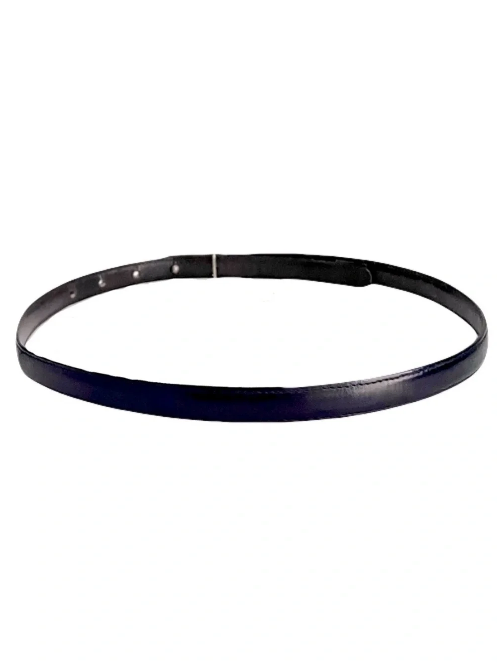 Vintage Bally Thin Eggplant Deep Plum Iridescent Metallic Leather Belt, Size 75